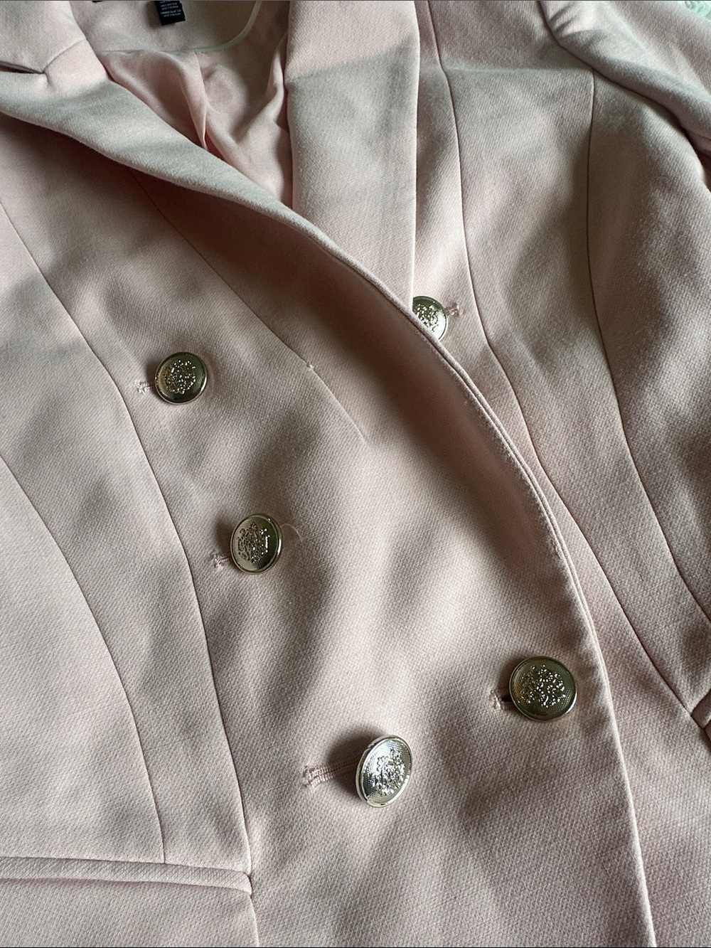 White House Black Market Light Pink Double-Breasted Blazer - Picture 3 of 4